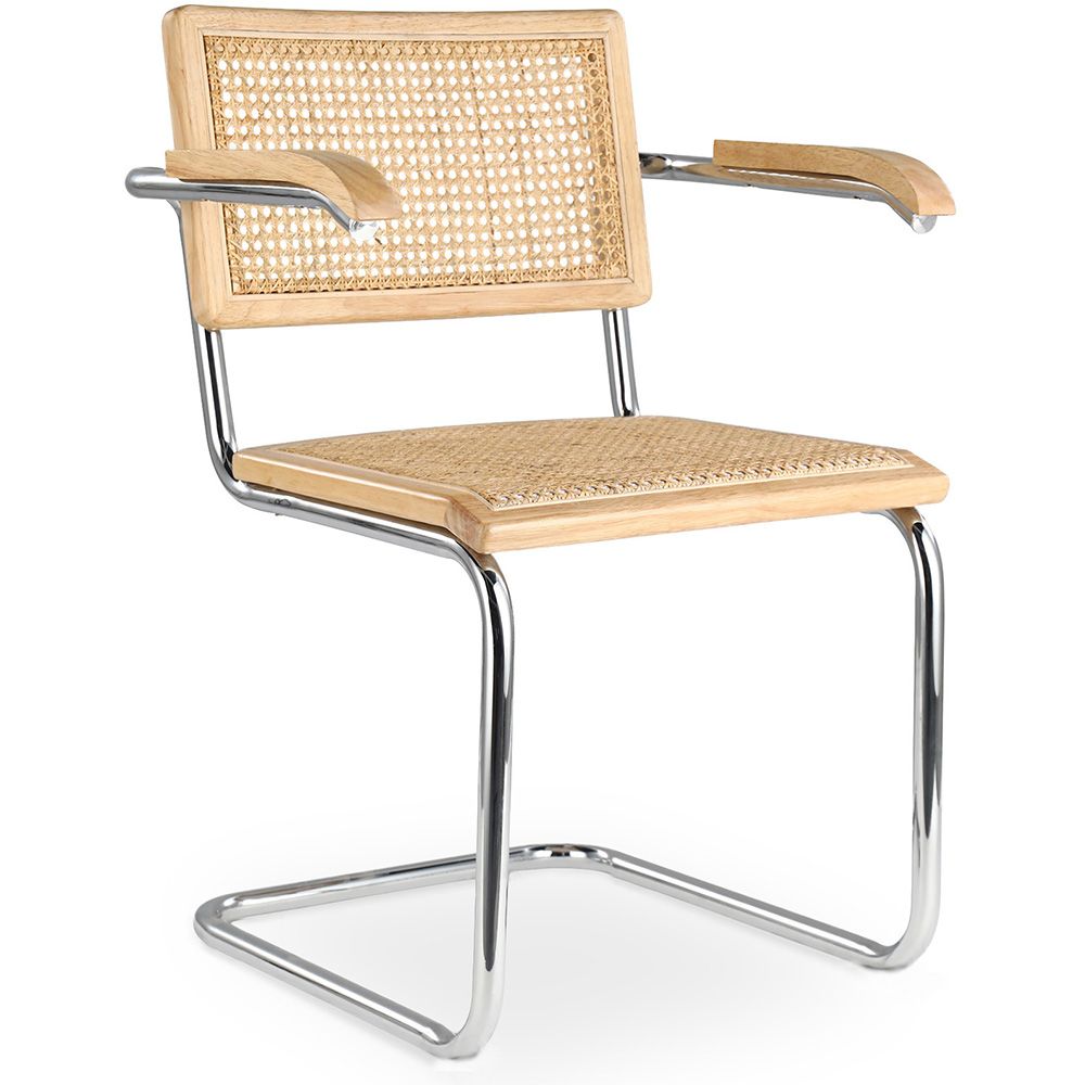 Eetkamerstoel met armleuningen - Vintage design - Hout en rotan - Bruna image 8