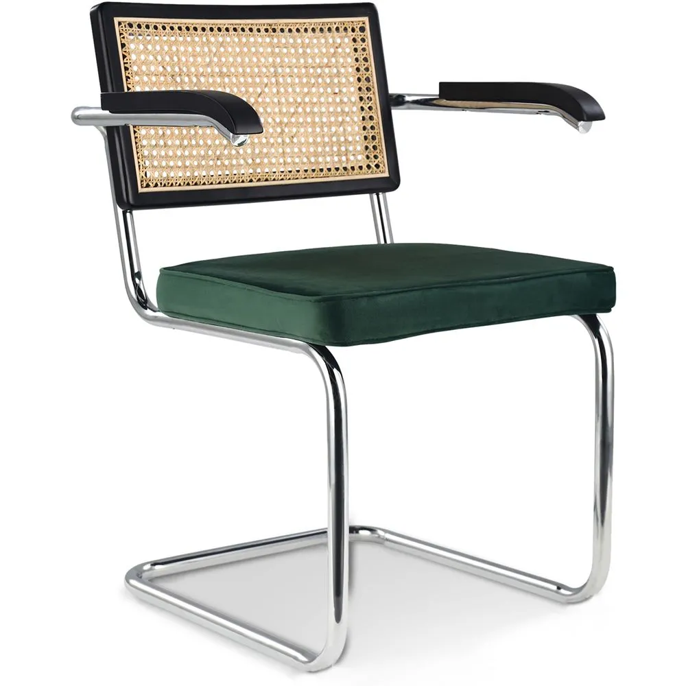 Houten Eetkamerstoel met Armleuningen - Fluwelen Bekleding - Hout & Rotan - Hyre image 8