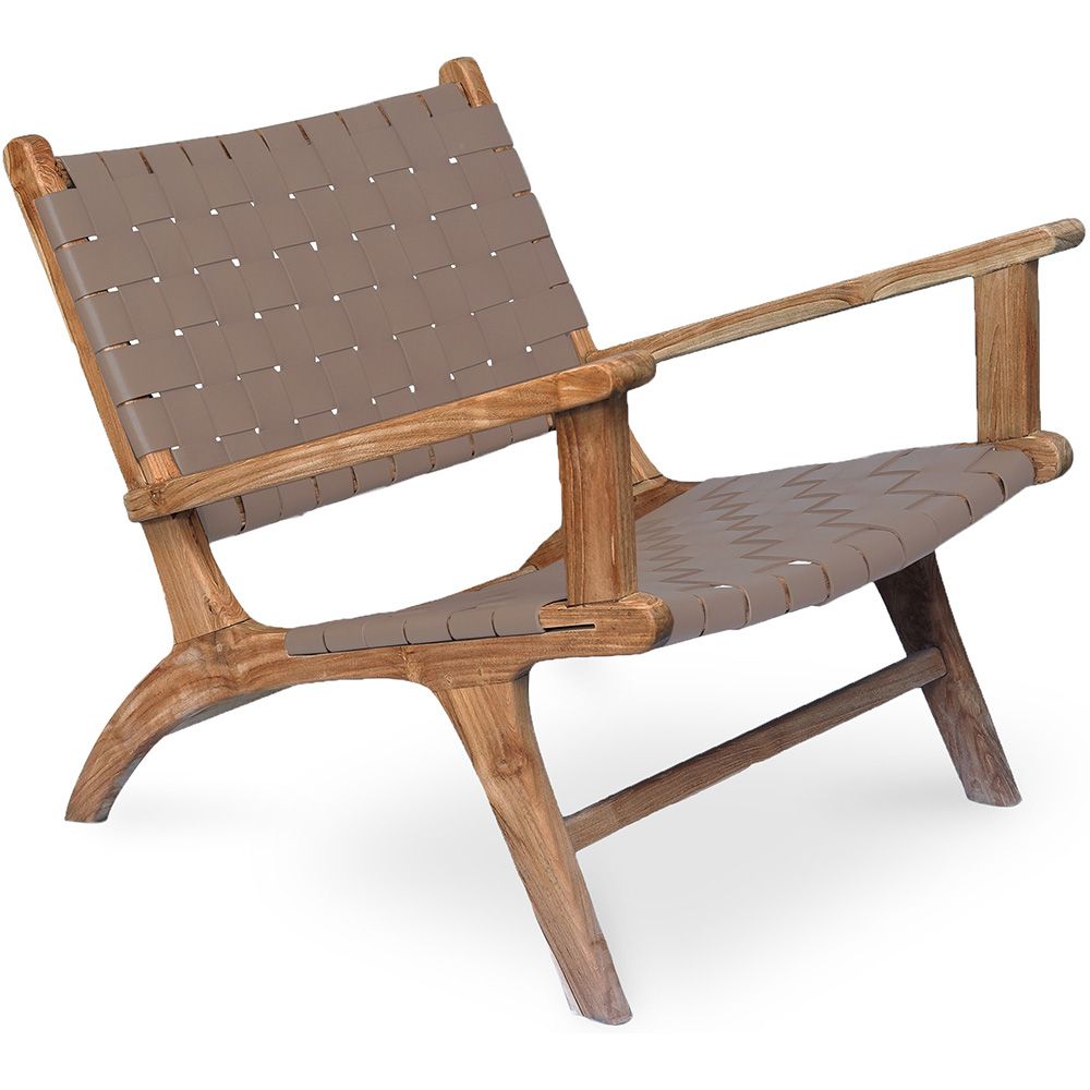 Loungestoel met Armleuningen - Boho Bali Design Armchair - Hout en Lederen - Recia image 8