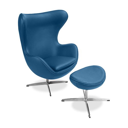 Fauteuil met voetenbankje - Ei-design - Gestoffeerd in kunstleer - Brave image 8