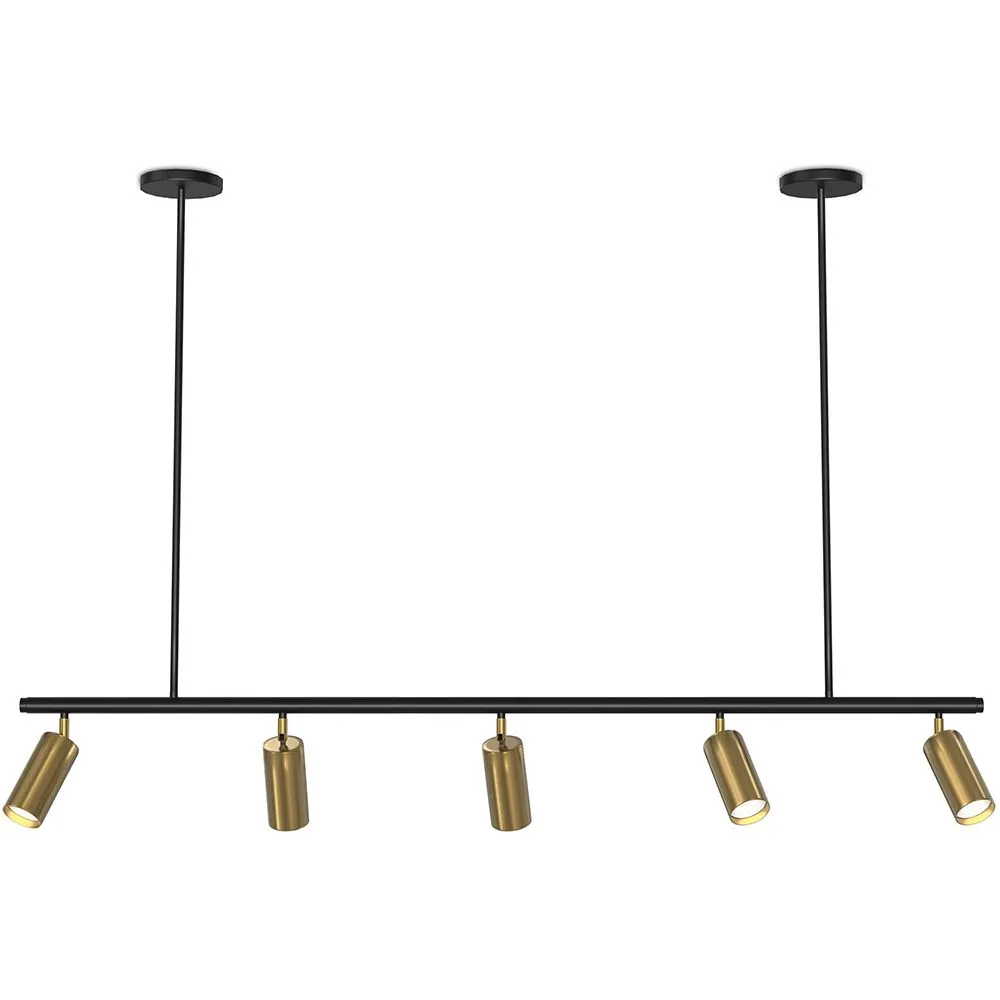Rails Plafondlamp - 5 Verstelbare Gouden Spotlights - 110CM image 8