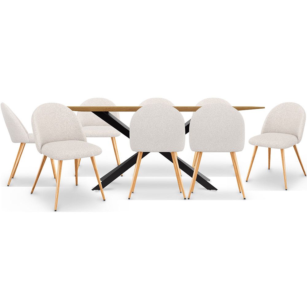 Pack Mesa de Comedor Diseño Industrial de madera (220cm)  & 8 Sillas de Comedor Tapizadas en Bouclé - Evelyne image 8