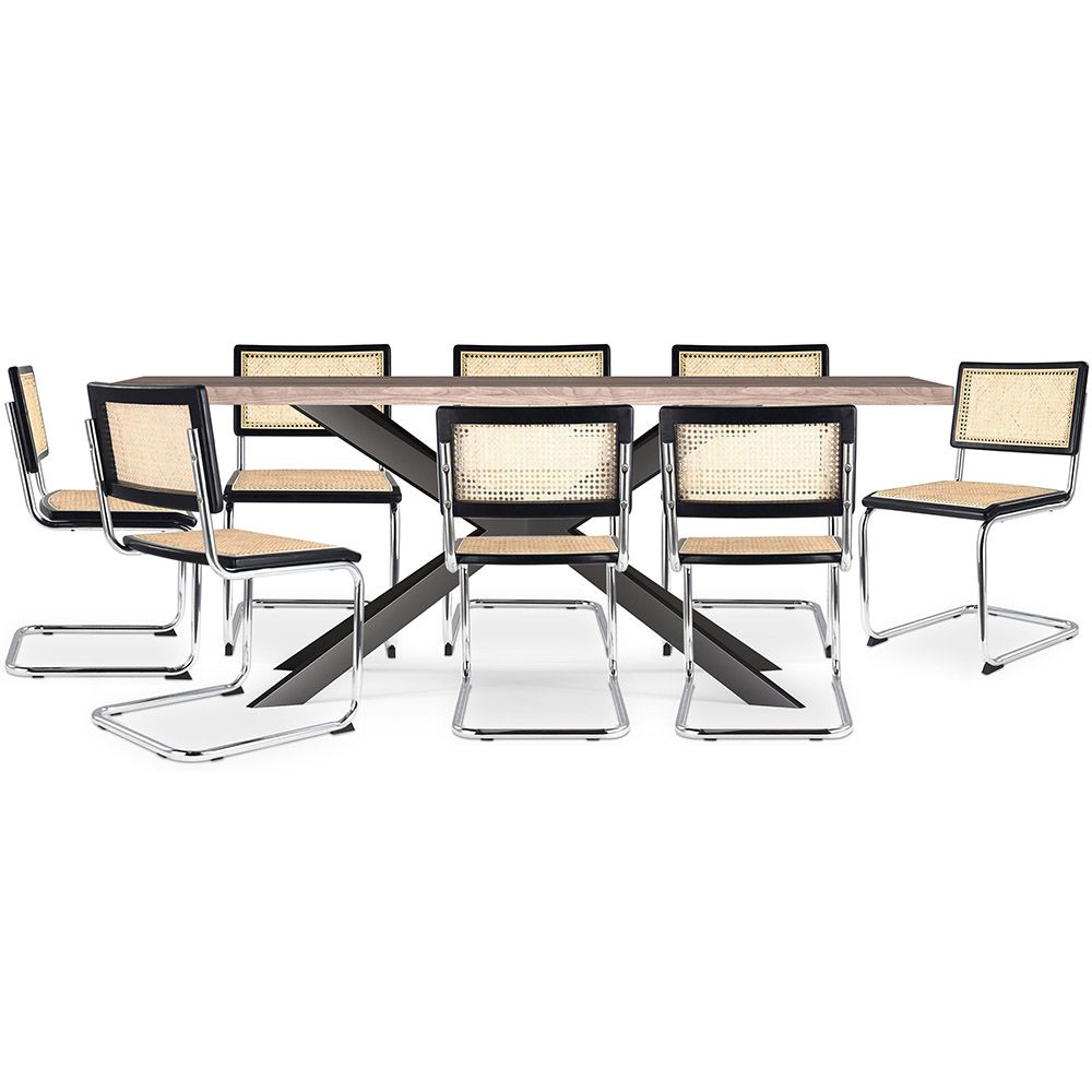 Pakket Industrieel Design Houten Eettafel (200cm) & 8 Rotan Eetkamerstoelen - Bruna image 8