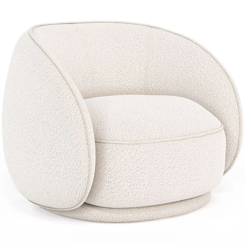 Gebogen fauteuil bekleed met bouclé-stof - Cally  image 8