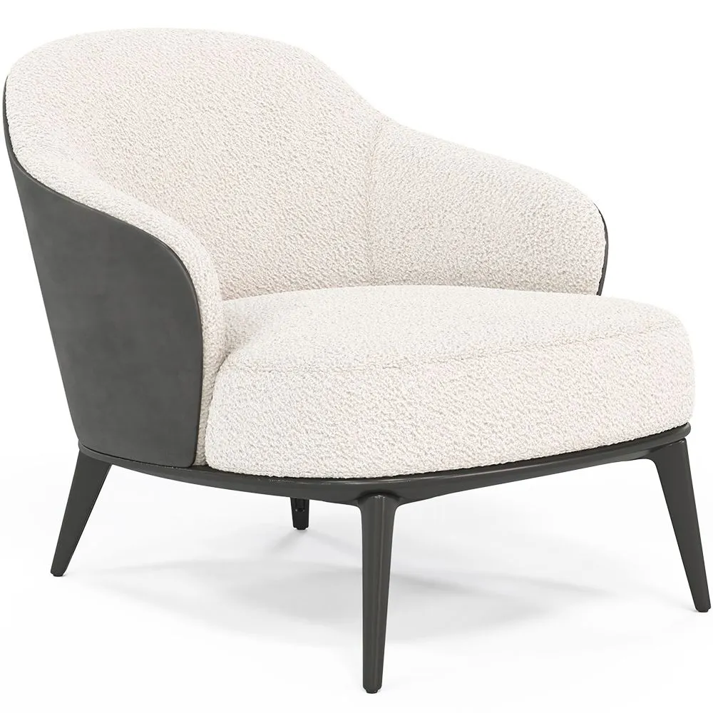 Beklede fauteuil met bouclé stof - Luc image 8