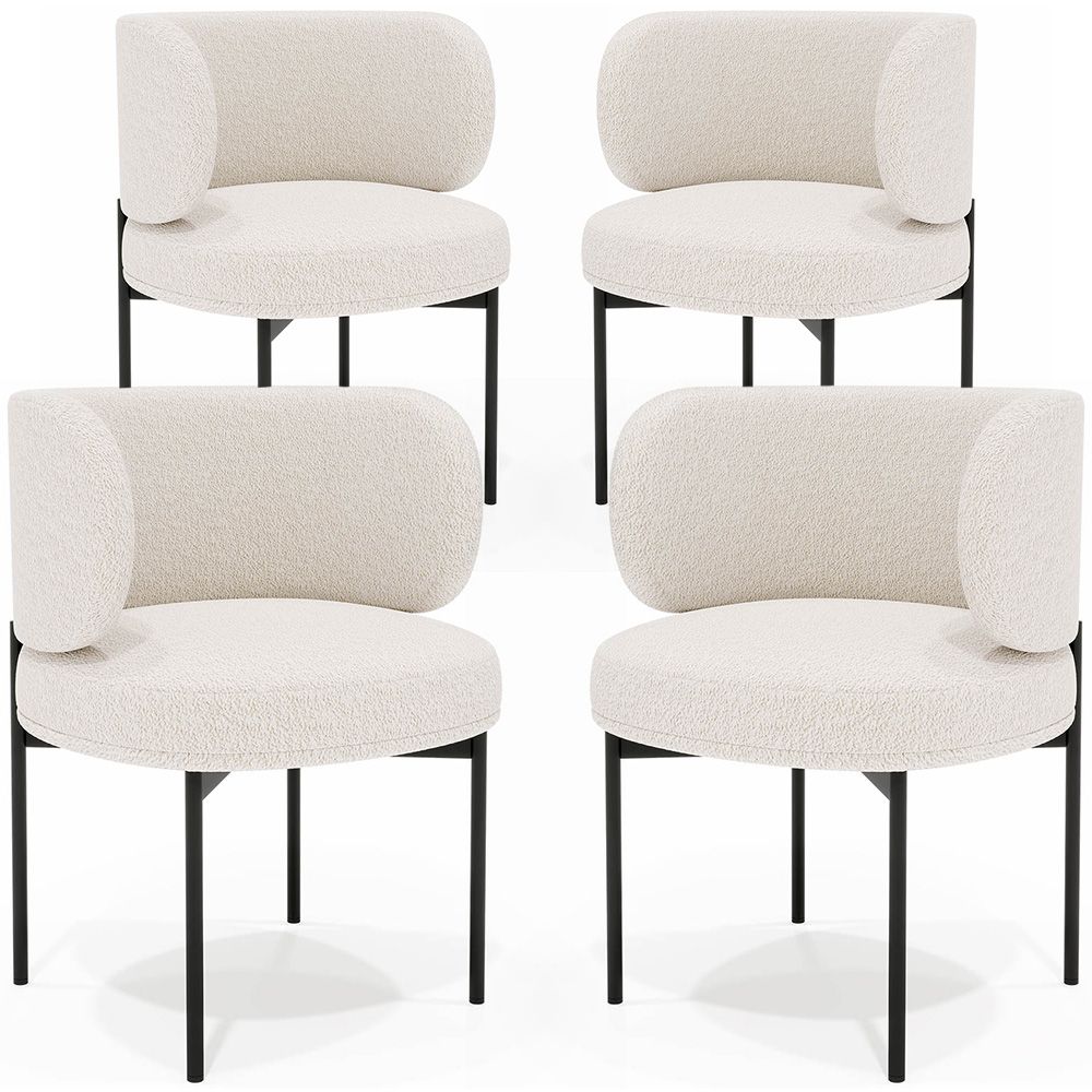 Set van 4 - Eetkamerstoel - Bekleed met Bouclé-stof - Loraine image 8