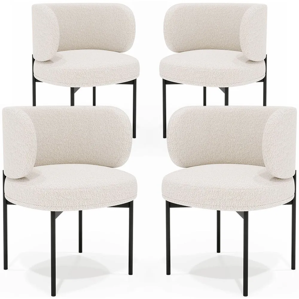 Set van 4 - Eetkamerstoel - Bekleed met Bouclé-stof - Loraine image 8