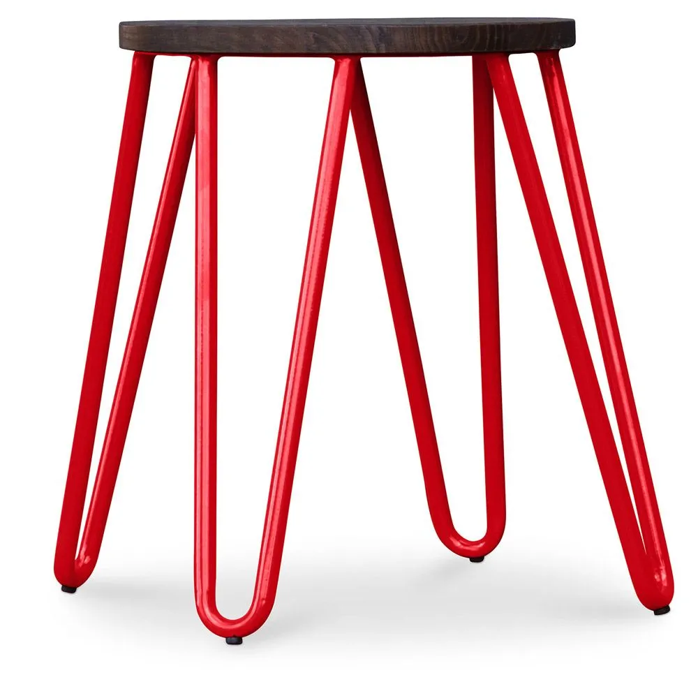 Barkruk Rond - Industrieel Ontwerp - Staal & Hout - 43cm - Hairpin image 8