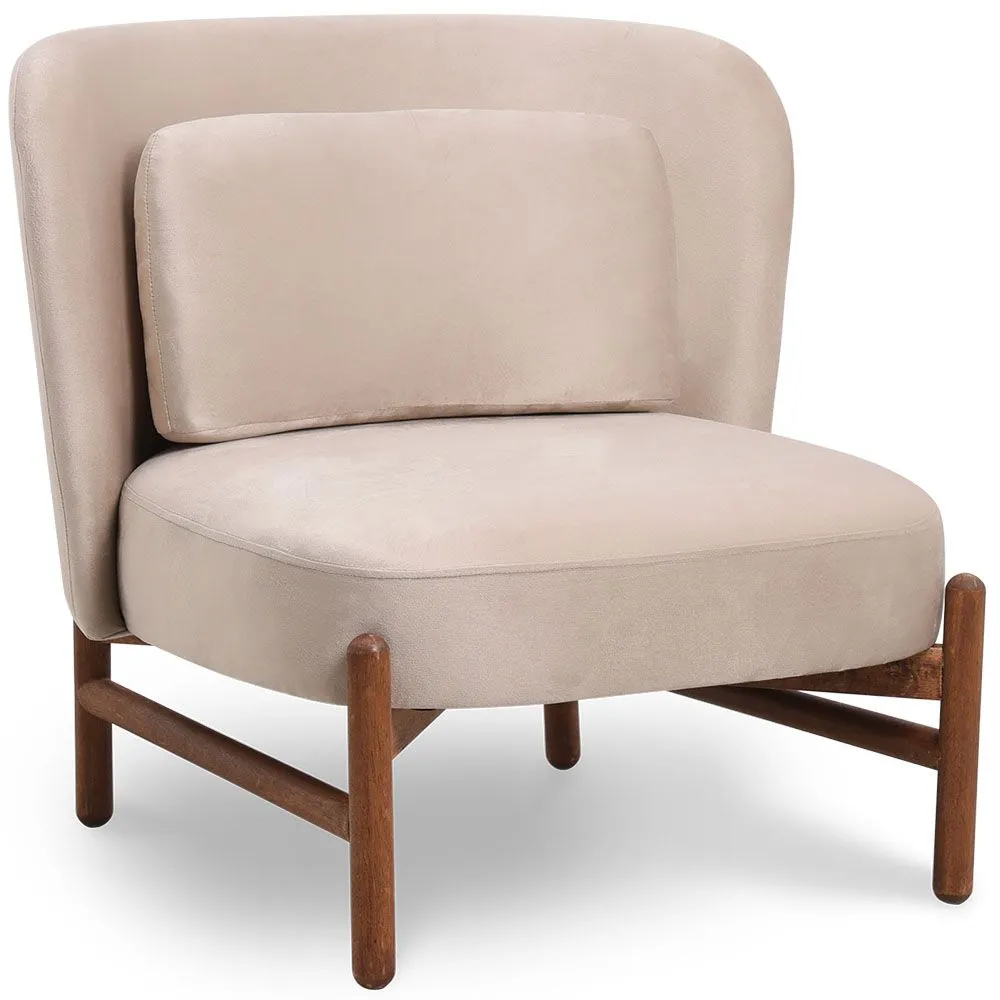 Fluweel gestoffeerde fauteuil met hout - Brina image 8
