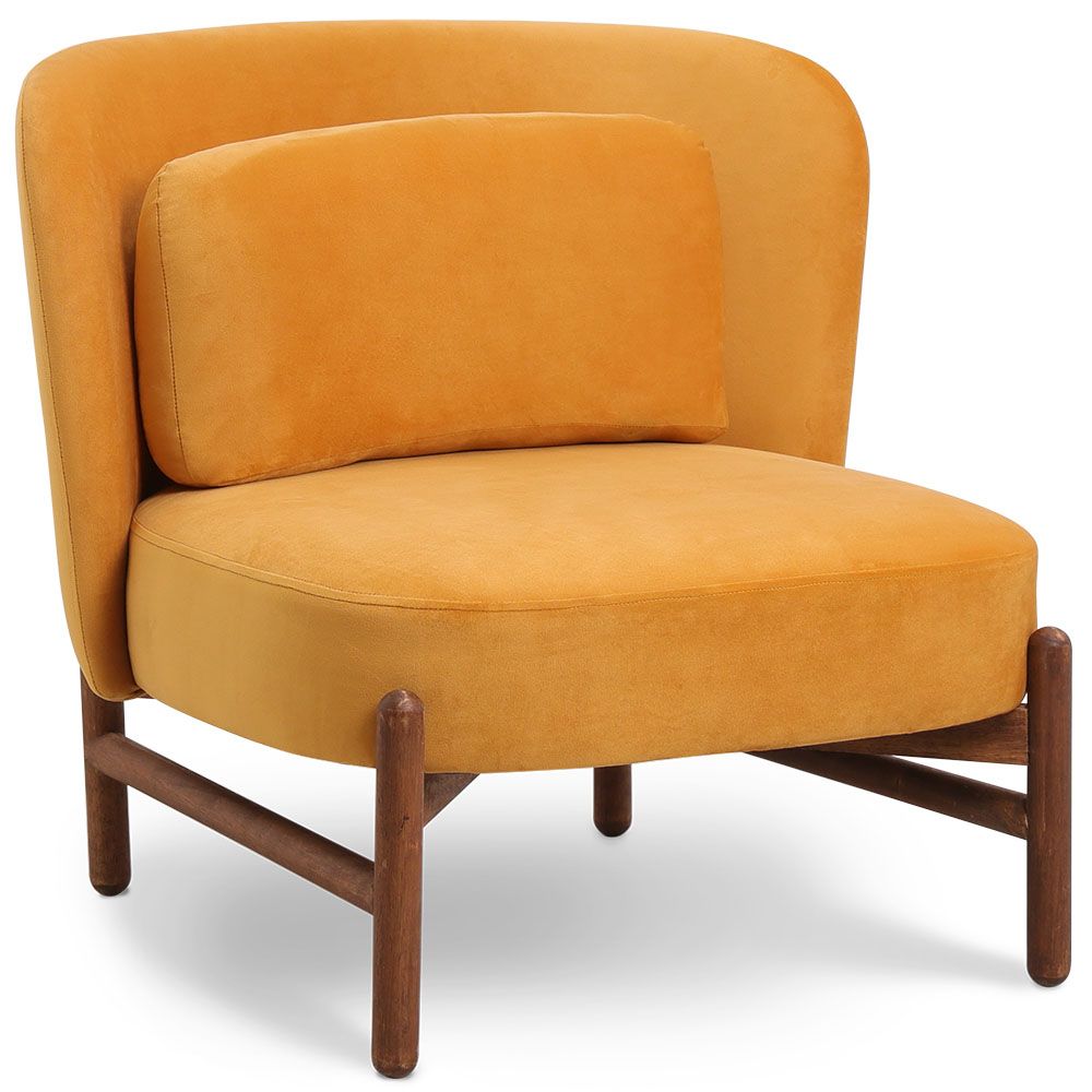 Fluweel gestoffeerde fauteuil met hout - Brina image 8