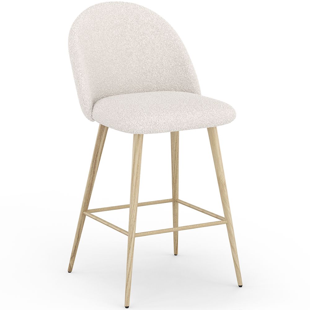 Barkruk bekleed met Bouclé stof - Scandinavisch ontwerp - 66cm - Evelyne image 8