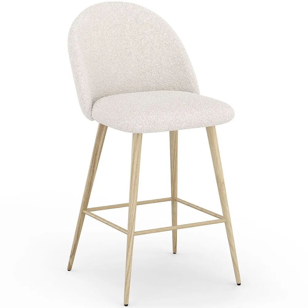 Barkruk bekleed met Bouclé stof - Scandinavisch ontwerp - 66cm - Evelyne image 8
