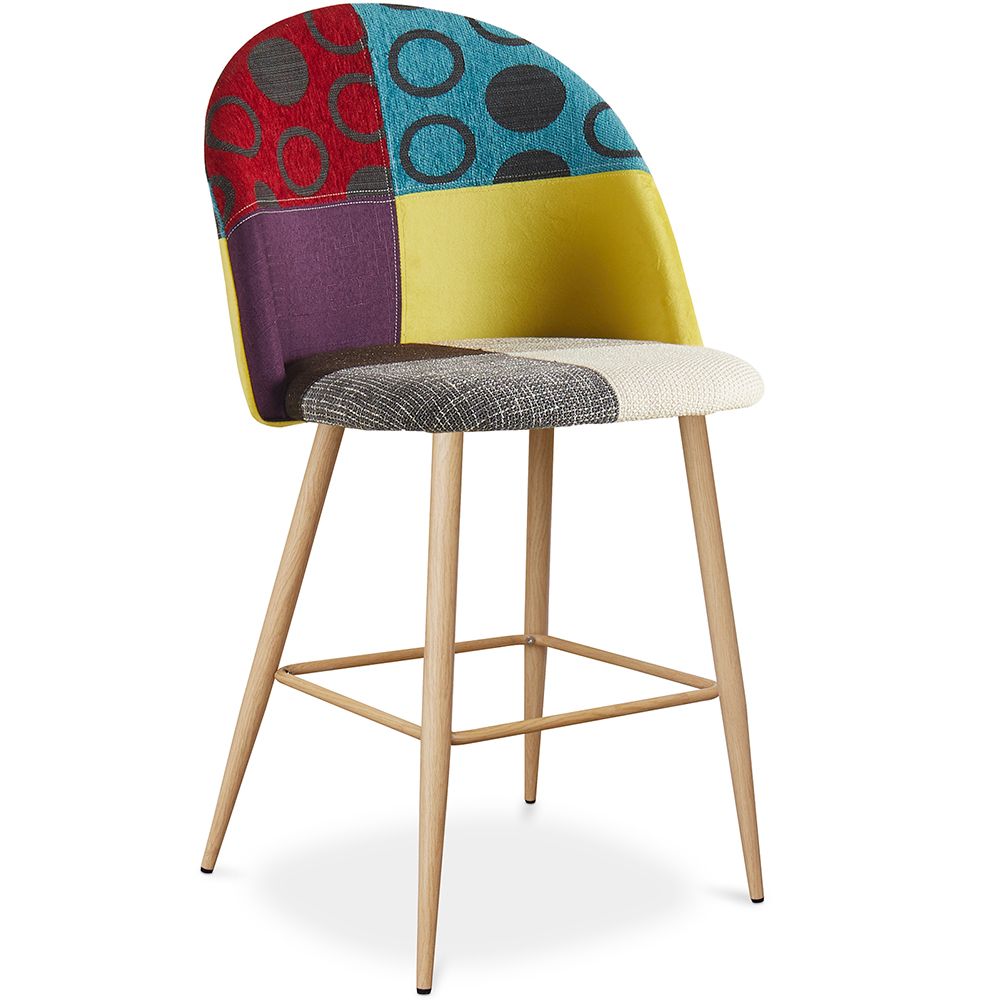 Met patchwork beklede kruk - Scandinavische stijl - 66cm - Evelyne image 8