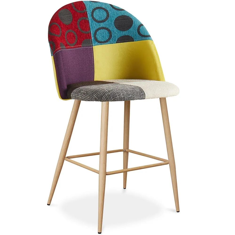Met patchwork beklede kruk - Scandinavische stijl - 66cm - Evelyne image 8