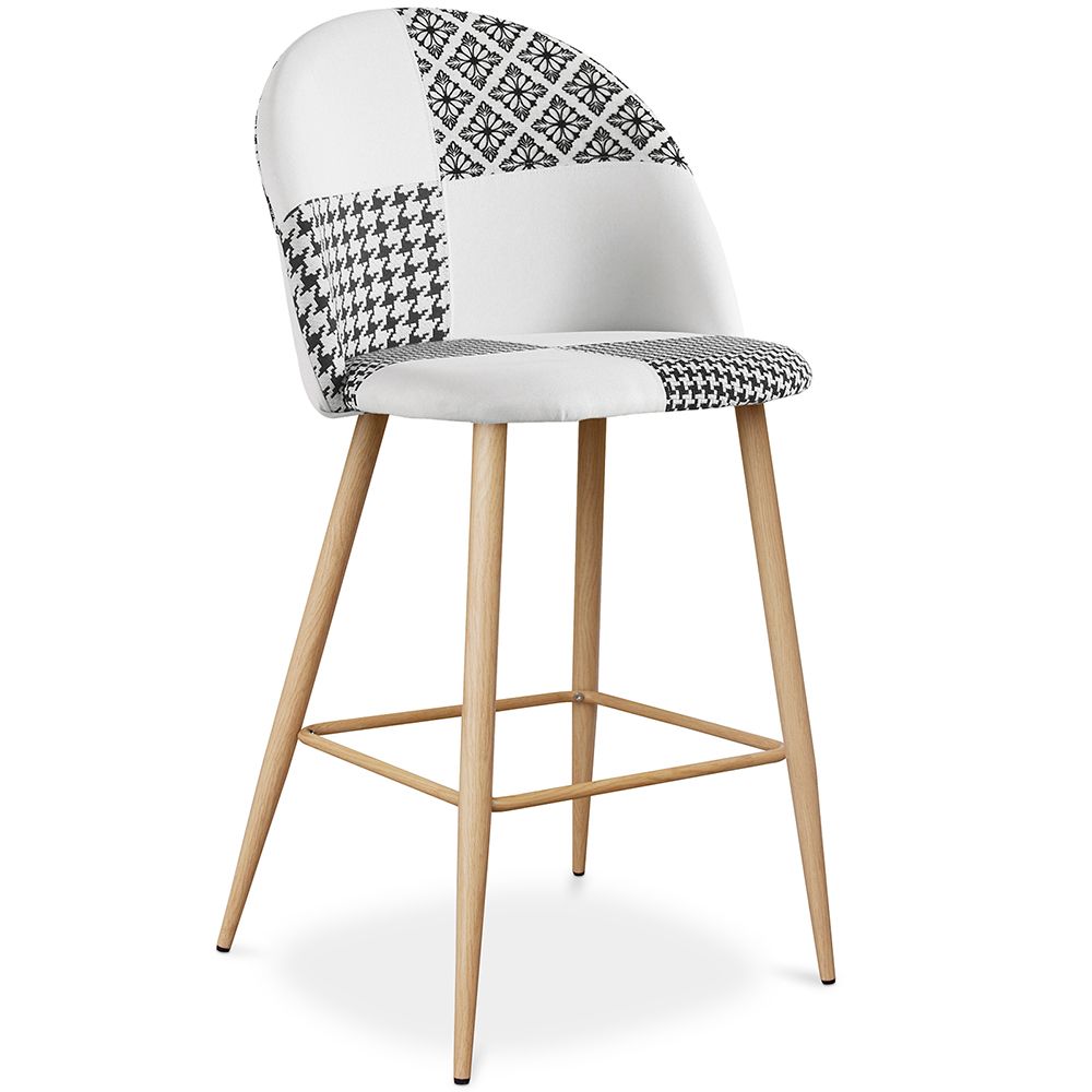 Patchwork beklede kruk - Scandinavische stijl - Zwart en Wit - 66cm -  Evelyne image 8