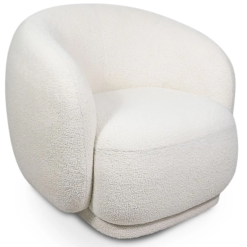 Gestoffeerde Fauteuil in Bouclé Stof - Gebogen Ontwerp - Drisela image 8