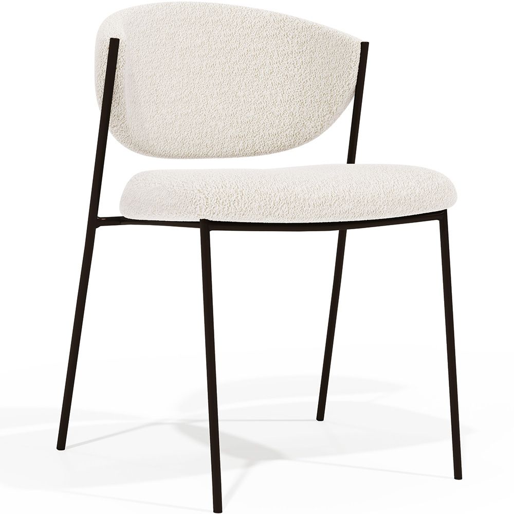 Eetkamerstoel - Bekleed met bouclé-stof -  zwart metaal - Seda image 8