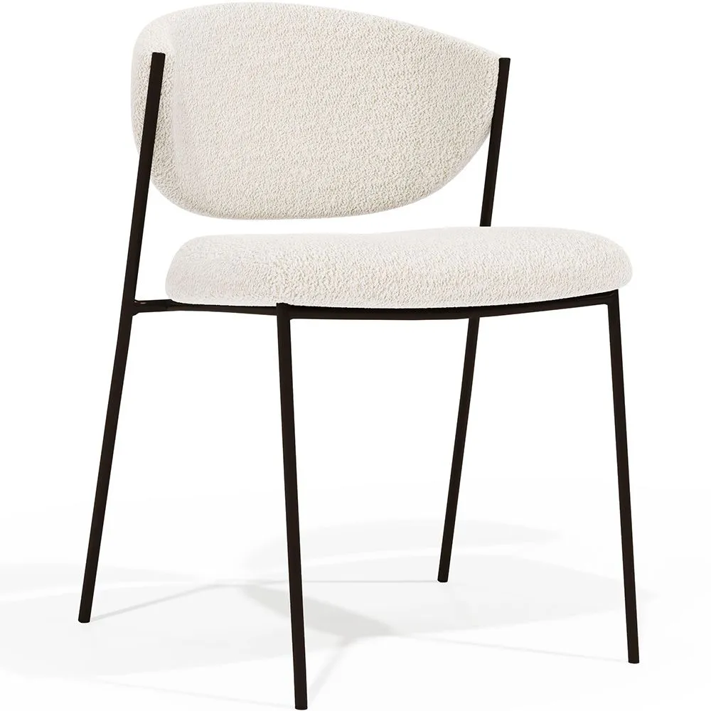 Eetkamerstoel - Bekleed met bouclé-stof -  zwart metaal - Seda image 8
