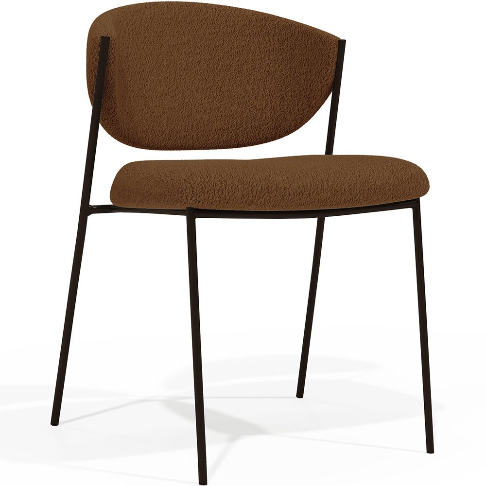 Eetkamerstoel - Bekleed met bouclé-stof -  zwart metaal - Seda image 8