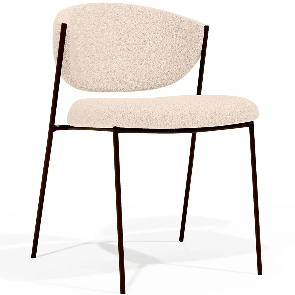Eetkamerstoel - Bekleed met bouclé-stof -  zwart metaal - Seda image 8