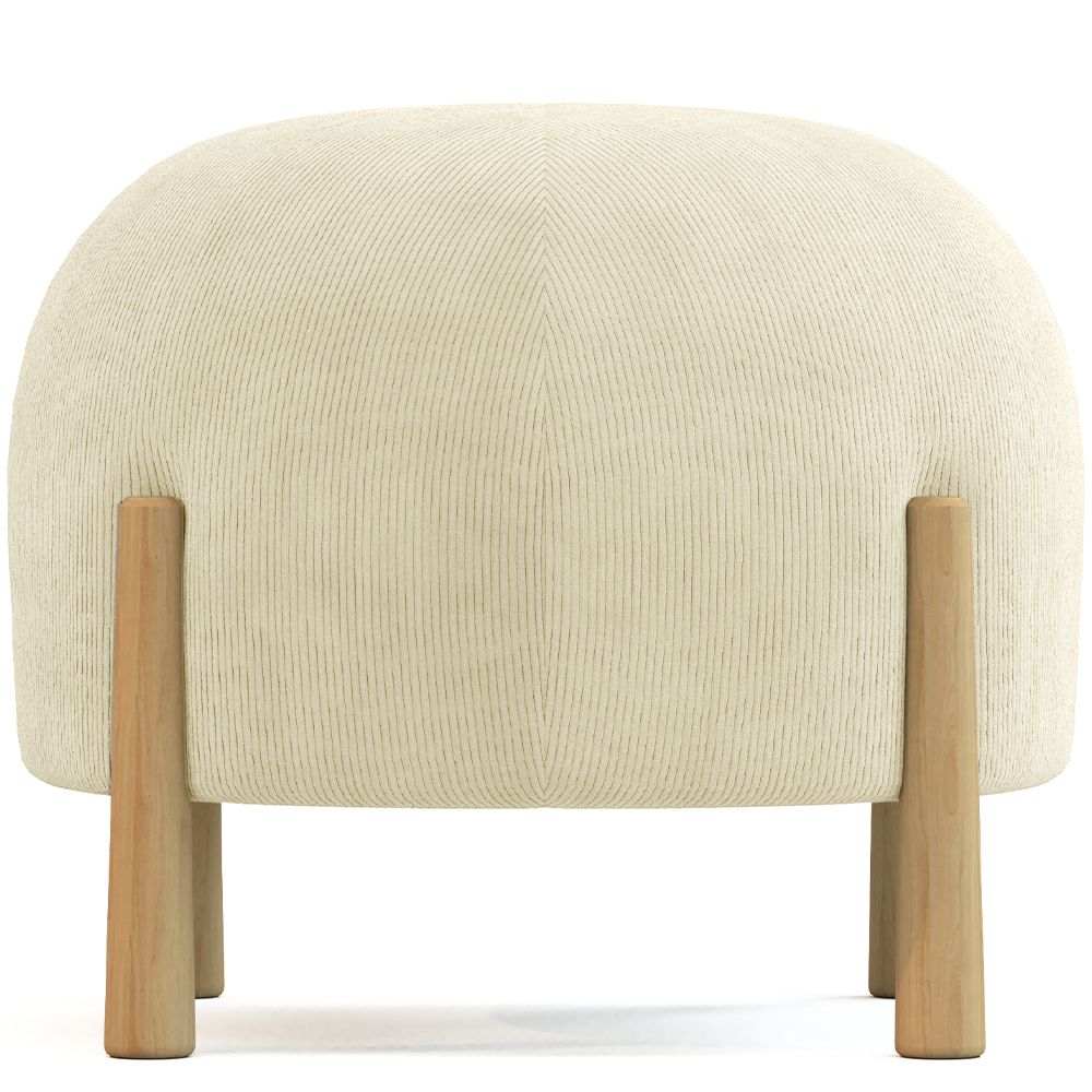 Ronde Poef Bekleed met Ribfluweel en Poten van Natuurlijk Hout - Marrakesh image 8