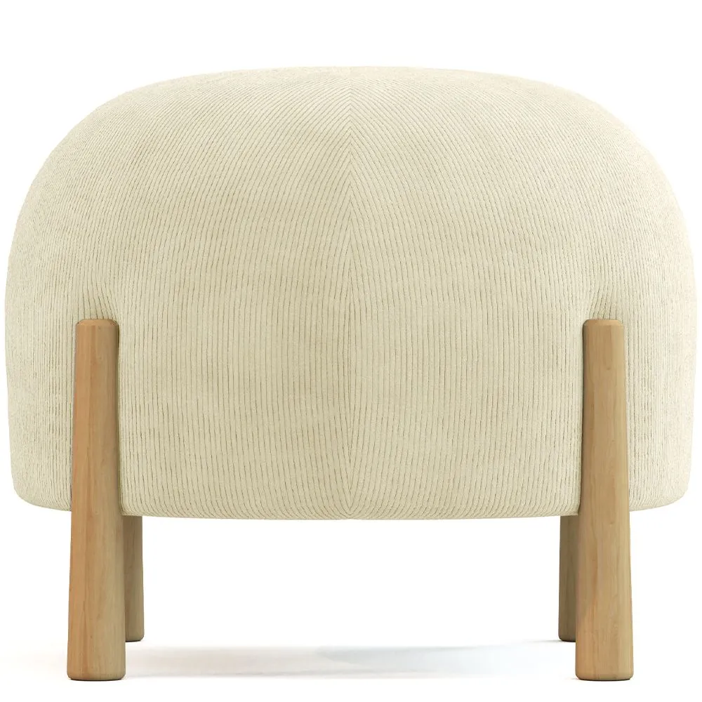 Ronde Poef Bekleed met Ribfluweel en Poten van Natuurlijk Hout - Marrakesh image 8