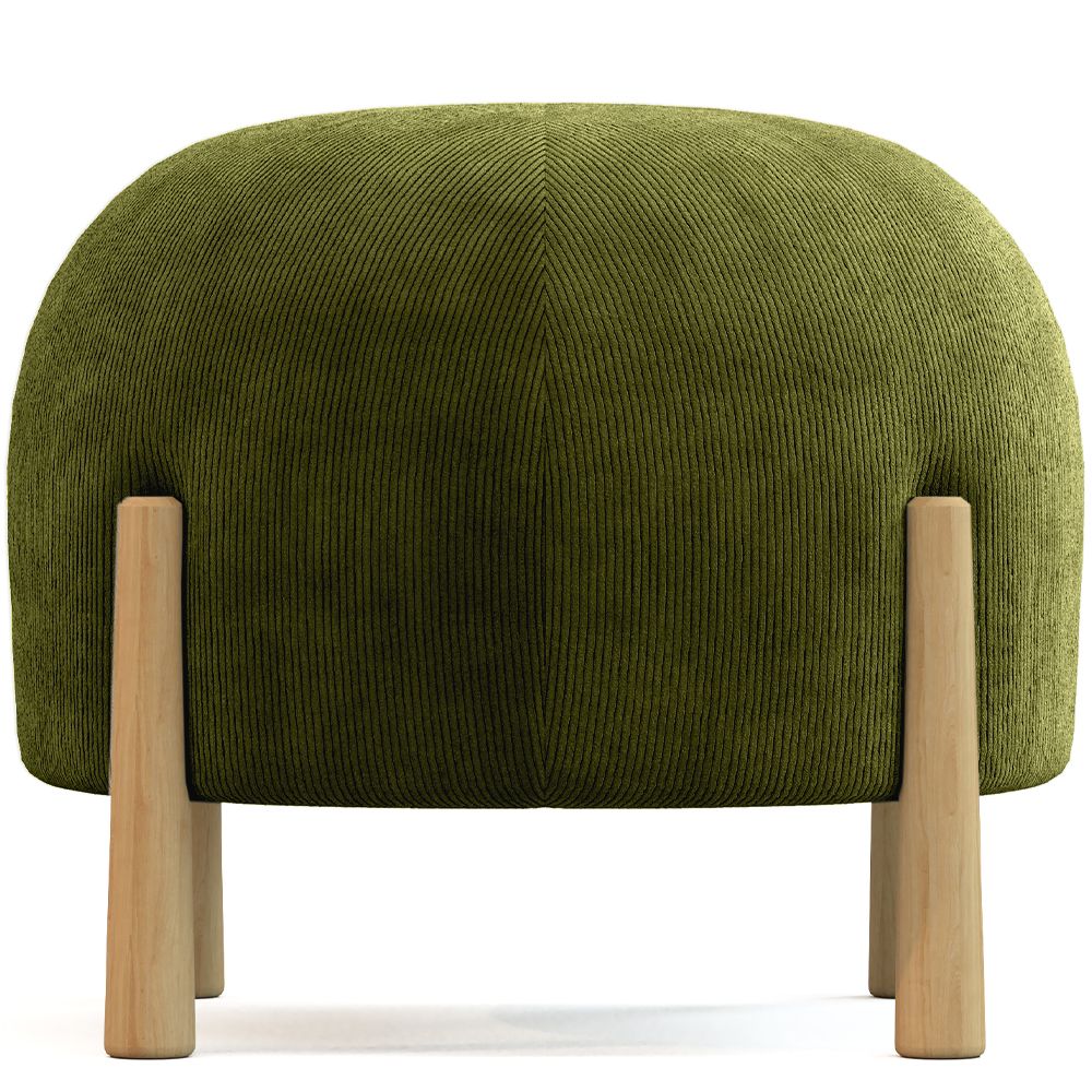 Ronde Poef Bekleed met Ribfluweel en Poten van Natuurlijk Hout - Marrakesh image 8