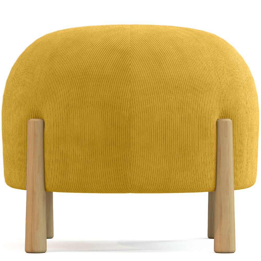 Ronde Poef Bekleed met Ribfluweel en Poten van Natuurlijk Hout - Marrakesh image 8