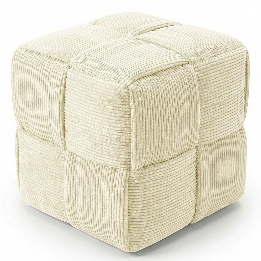 Vierkante Poef Bekleed met Ribfluweel - Modern Ontwerp - Cube image 8