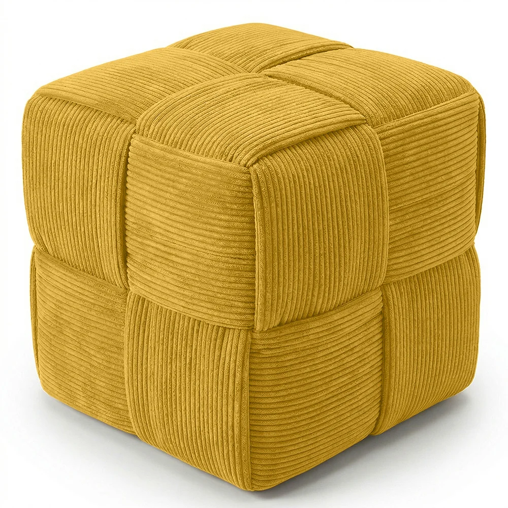 Vierkante Poef Bekleed met Ribfluweel - Modern Ontwerp - Cube image 8