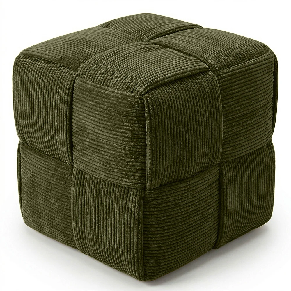 Vierkante Poef Bekleed met Ribfluweel - Modern Ontwerp - Cube image 8