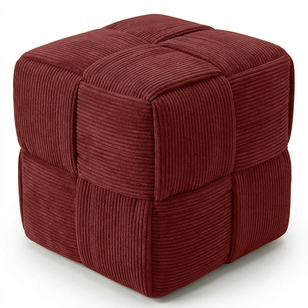 Vierkante Poef Bekleed met Ribfluweel - Modern Ontwerp - Cube image 8