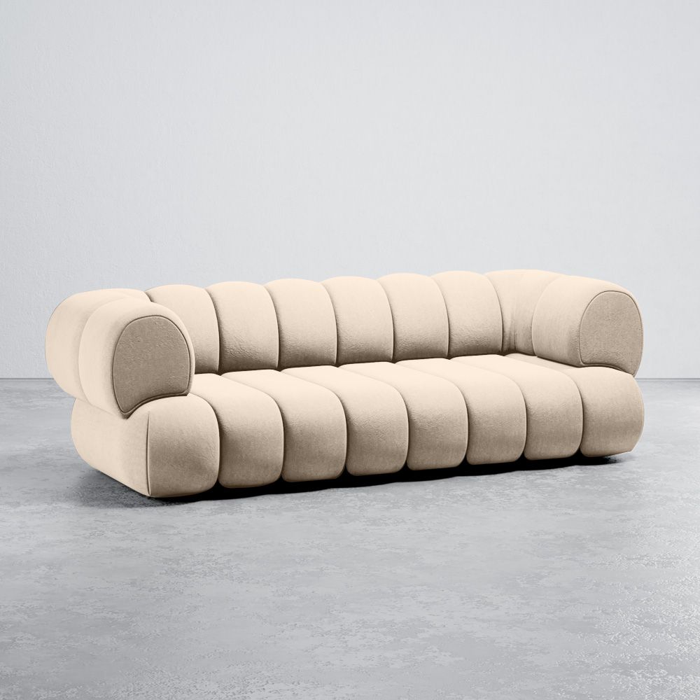 Velours Beklede Bank - Moderne Stijl - 2/3 Zits - Curved Teddy image 8