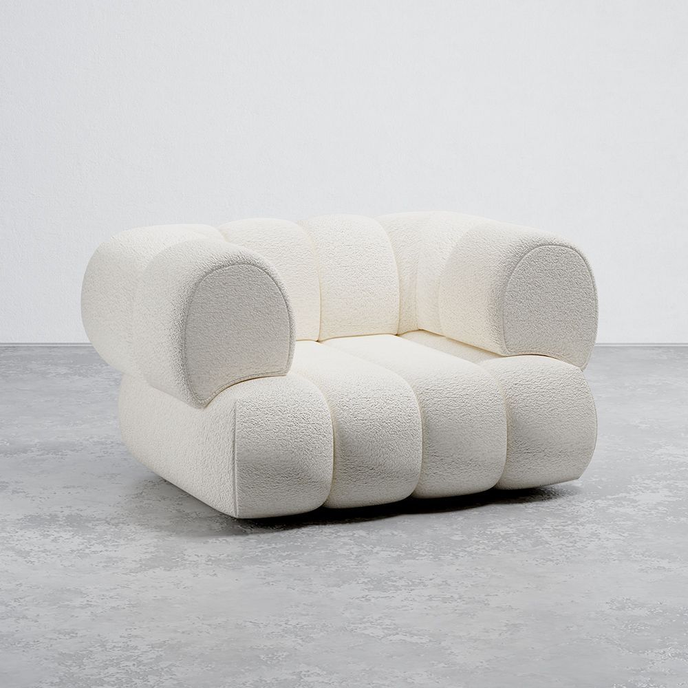 Fauteuil Bekleed met Bouclé Stof - Moderne Stijl - Gebogen Teddy image 8