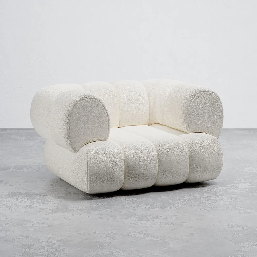 Fauteuil Bekleed met Bouclé Stof - Moderne Stijl - Gebogen Teddy image 8