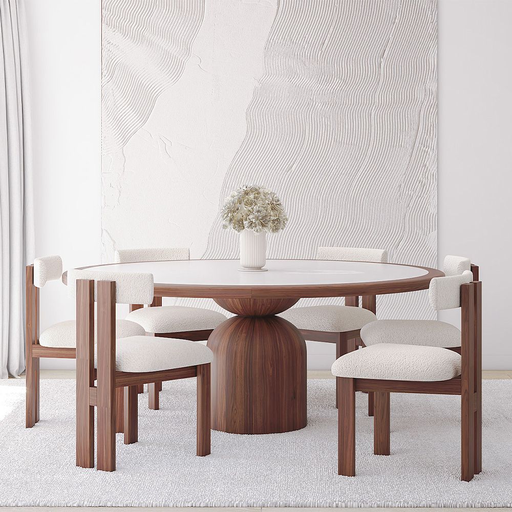 Ronde Eettafelset met 6 Houten Stoelen - Minimalistisch Design - Ivette image 8