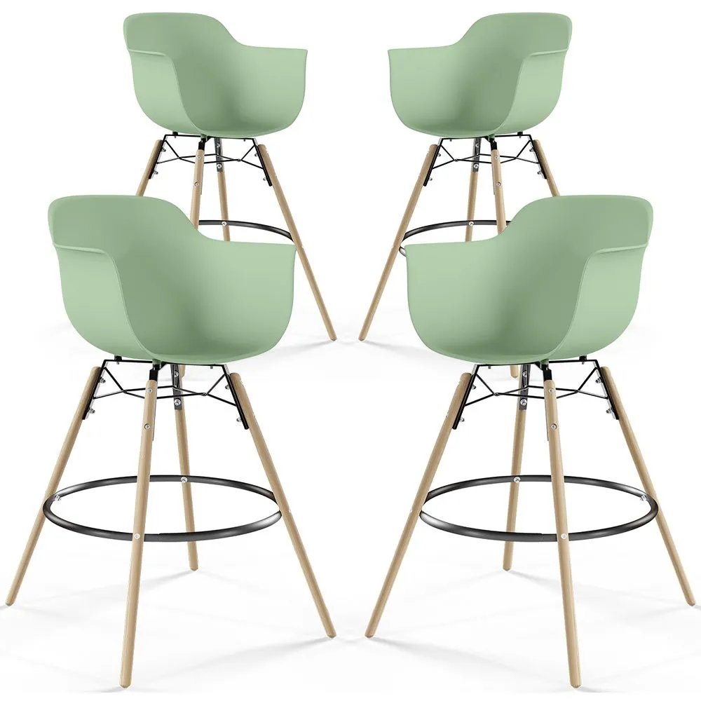 Barkruk - Scandinavisch Design - Houten Poten - Set van 4 - Nordika image 8
