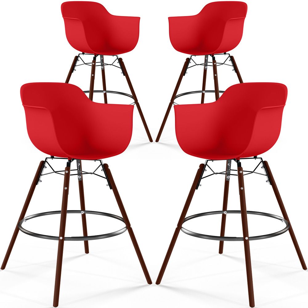 Barkrukken - Scandinavisch Design - Donkere Houten Poten - Set van 4 - Nordika image 8