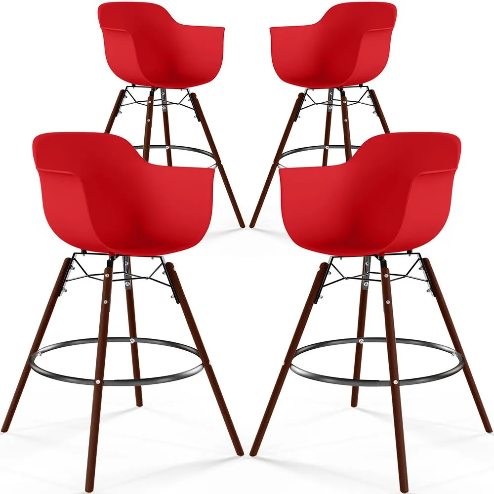 Barkrukken - Scandinavisch Design - Donkere Houten Poten - Set van 4 - Nordika image 8