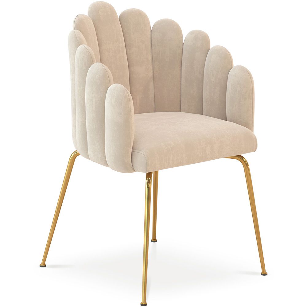 Glam Eetkamerstoel in Schelpdesign van Fluweel - Gouden Poten - Shell image 8