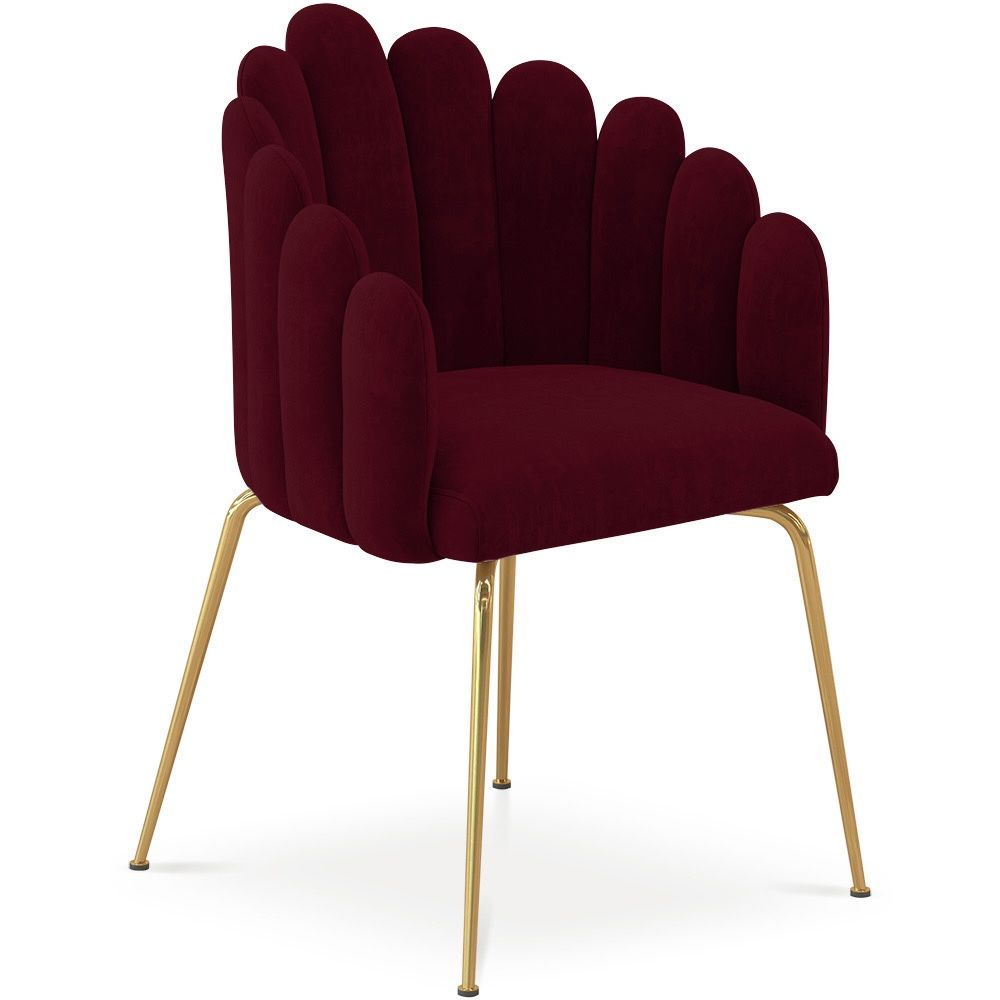 Glam Eetkamerstoel in Schelpdesign van Fluweel - Gouden Poten - Shell image 8