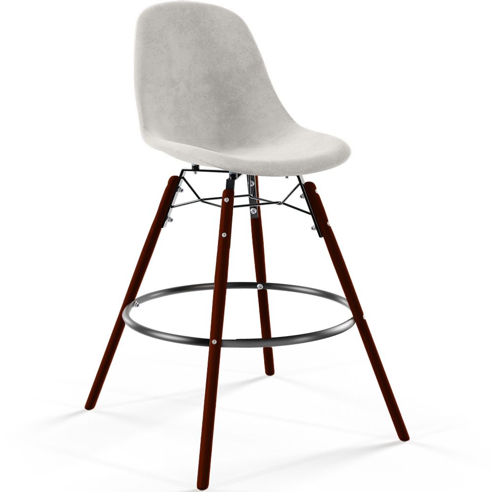Fluwelen Barkruk - Scandinavisch Design en Donkere Houten Poten - Skögur image 8