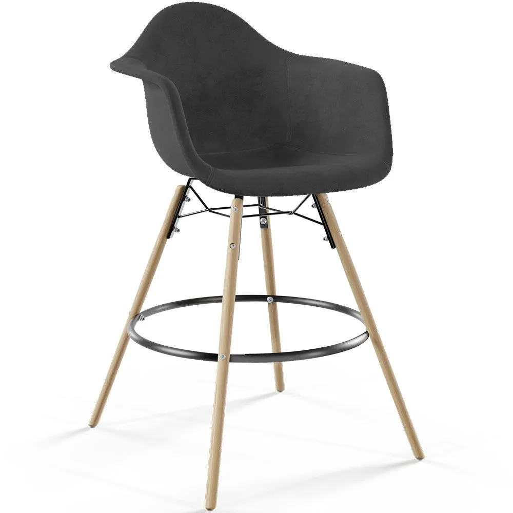 Fluwelen Barkruk - Scandinavisch Design en Houten Poten - Nordika image 8