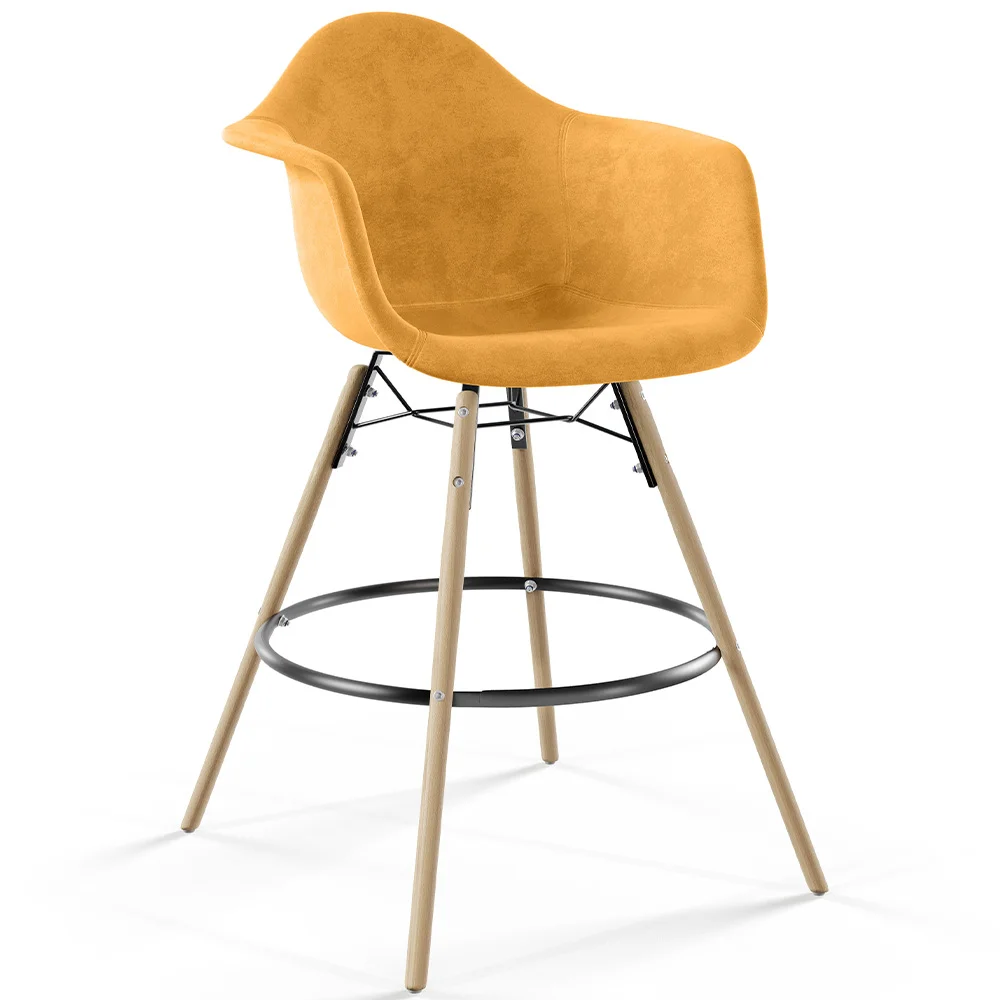 Fluwelen Barkruk - Scandinavisch Design en Houten Poten - Nordika image 8