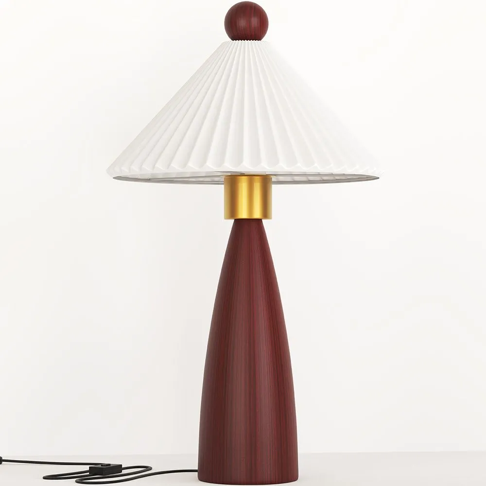 Tafellamp met houten voet en witte cementkap - Ambiana image 8