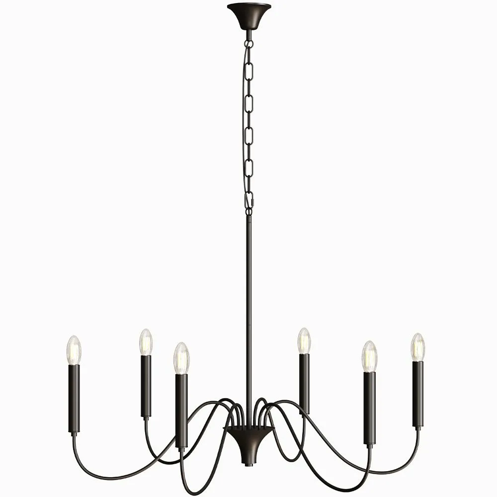 Hanglamp van metaal kroonluchterstijl matzwart – 6 armen - Lumella image 8