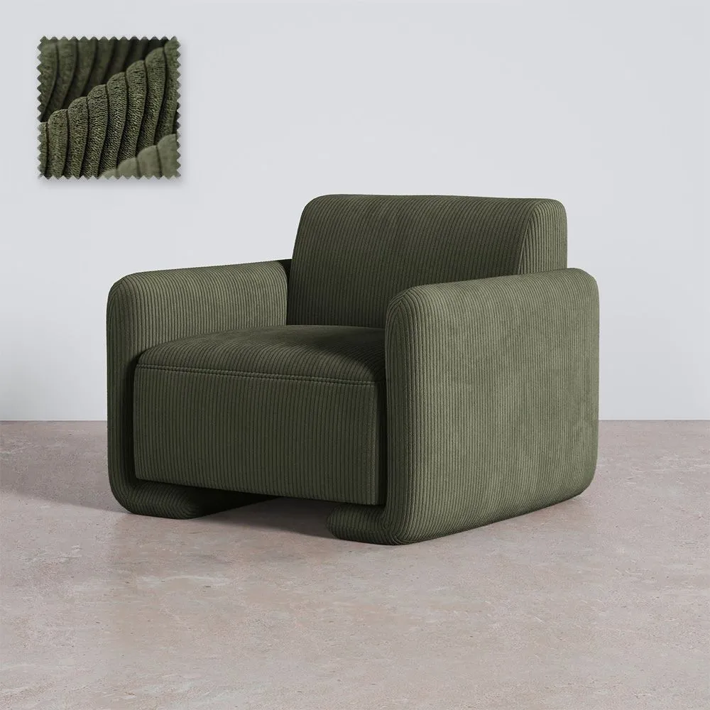 Fauteuil Bekleed Met Fluwelen Corduroy – Modern Design - November image 8