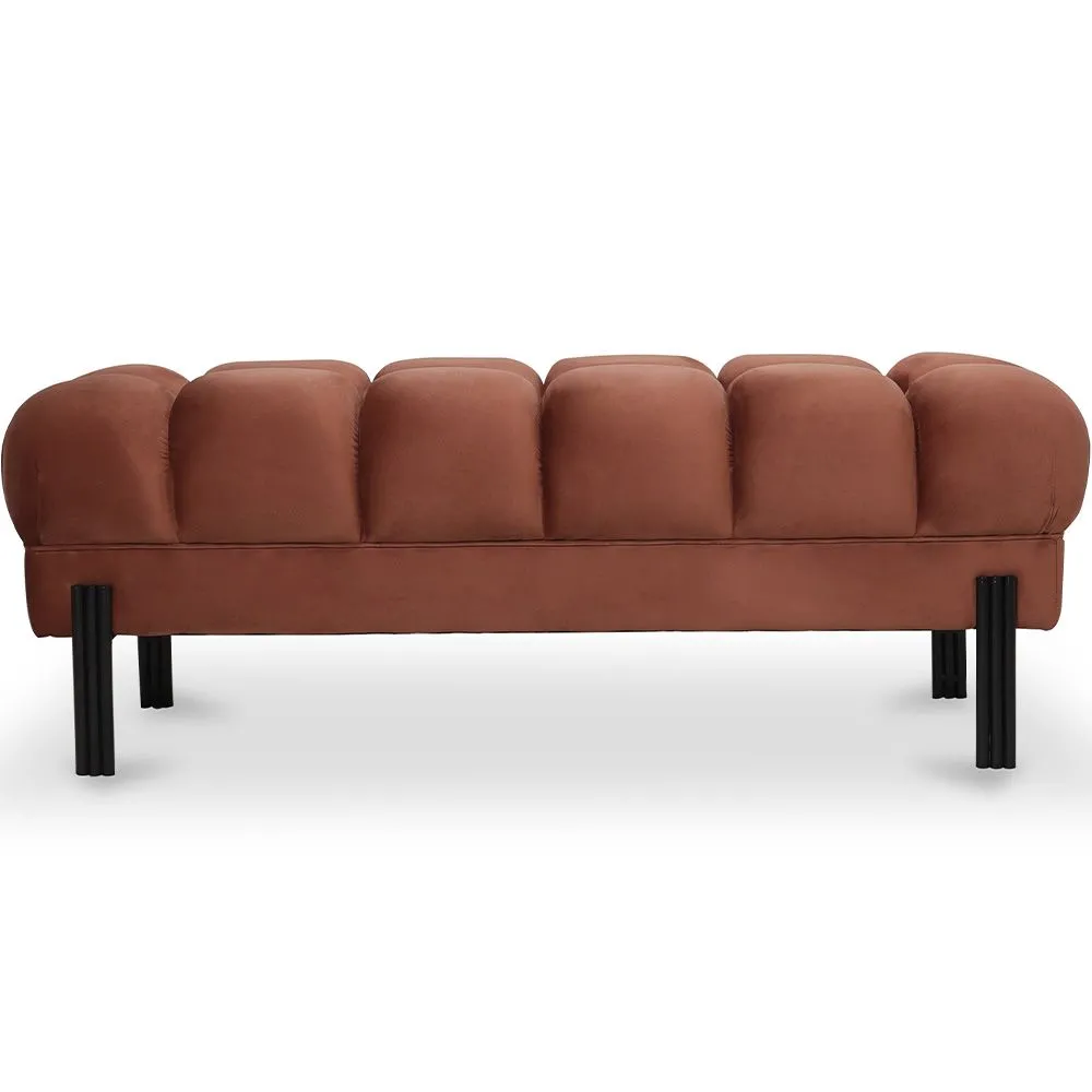 Chesterfield stijl bankje gestoffeerd in fluweel met ijzeren poten - Hamptons image 8