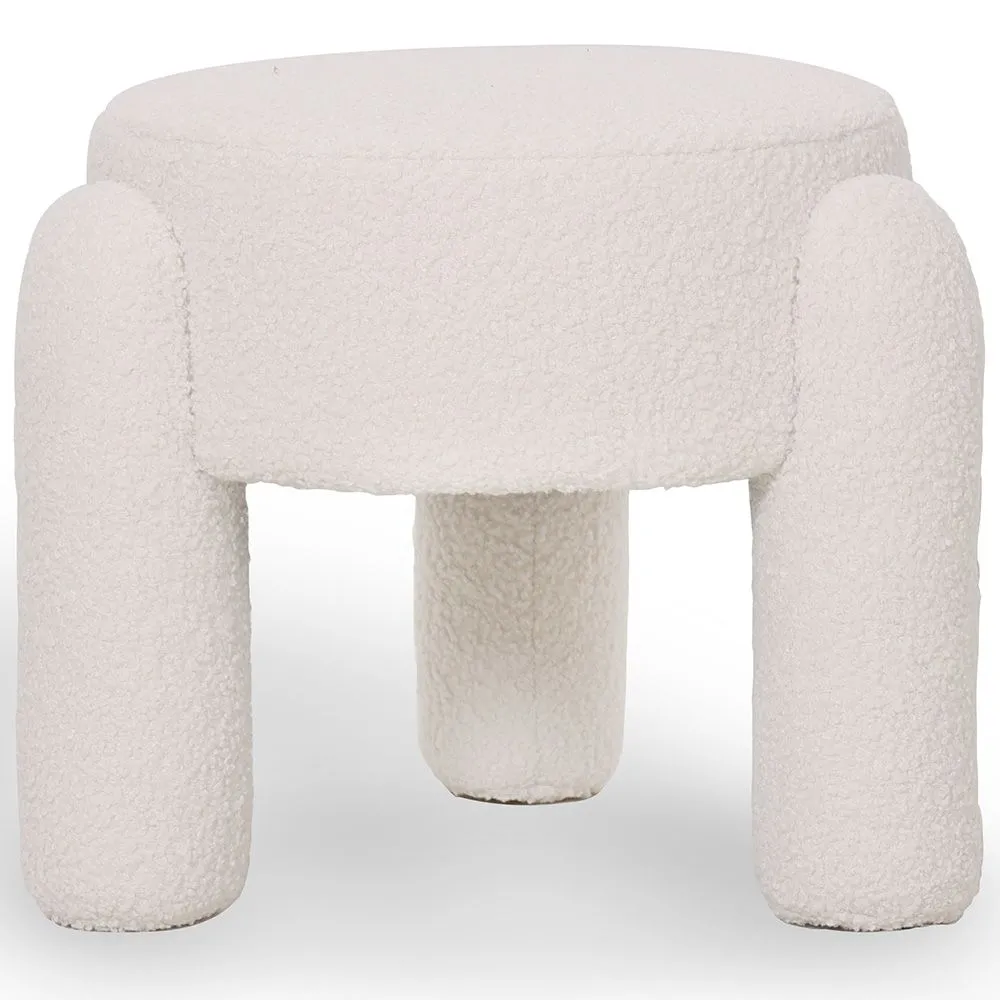 Kruk Bekleed Met Off-White Boucléstof – Moderne Zitplaats Voor Woonkamer En Slaapkamer - Boreta image 8