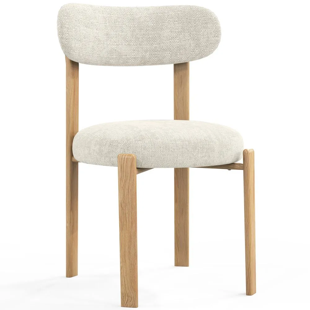 Eetkamerstoel Chenille gestoffeerd - Eiken effect poten - Ergonomisch en modern ontwerp - Okare image 8